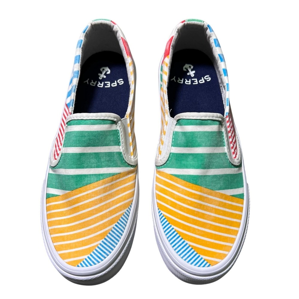 Sperry crest Women's Slip On canvas Non Marking Multicolor size US 5.5 EU 35.5